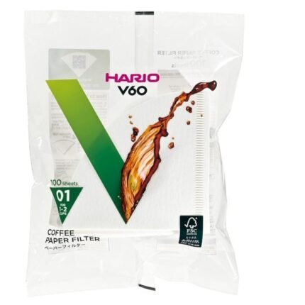 V60 هاريو فلاتر 01 ورقية بيضاء 100 حبة